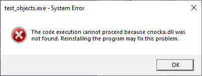 Error saying 'The code execution cannot proceed because cmocka.dll was not found. Reinstalling the program may fix this problem.'