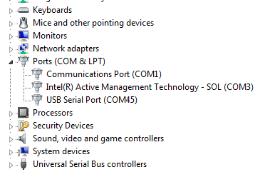 Screenshot of Windows 7 Device Manager with hidden devices hidden